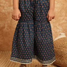 Readiprint Fashions Girls Floral Printed Gotta Patti Pure Cotton A-Line Kurti with Sharara image 5