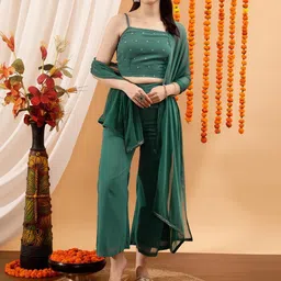 indo street Top Palazzos Co-ords Set with Scarf/Stole-picture-14