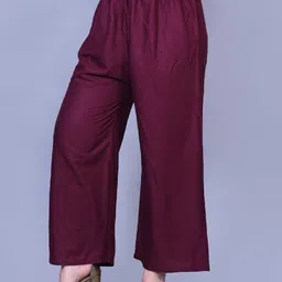parisidh Women Regular Fit Maroon Viscose Rayon Trousers-picture-28
