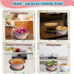 ansh multicomm Silicone Storage Bowl Space-Saving Foldable Expandable Food Storage Containers|Microwave Safe image 2