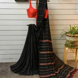 nibeditas creation Striped Handloom Cotton Blend Saree-picture-13