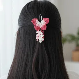 sparkling dazzle 1Pcs 10cm Large Tassel Butterfly Handmade Crochet Alligator Hair Pin for Girls Hair Clip-picture-26