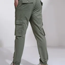 highlander Men Slim Fit Green Cotton Blend Trousers image 2