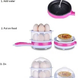 amazing mall Double layer electrig egg boiler with electric egg frying pan 2 In 1 Double Layer Electric Non Stick Mini Egg Frying Pan Boiler 01 Egg Cooker image 3