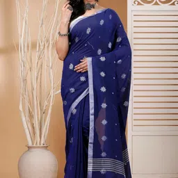 adbutiq Self Design Bollywood Cotton Blend Saree image 2