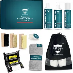 ROYAL CARE PROFESSIONAL shoe cleaner gel 200 ml,deo 200 ml,polish 200 ml,3 brsuh,cloth,sponge,wipe,bag Cleaner-picture-15