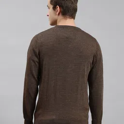 monte carlo Men Solid V Neck Brown Sweater image 2