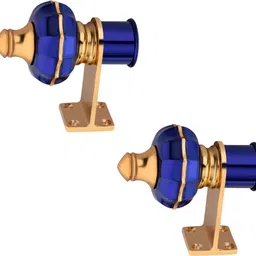 ghar dwar Blue, Gold Curtain Hooks, Curtain Knobs, Rod Rail Bracket Metal-picture-16
