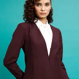tokyo talkies Women Solid Mandarin Casual Blazer image 3
