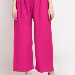 trend level Women Flared Pink Viscose Rayon Trousers-picture-22
