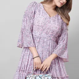 houseofcommon Printed Georgette Stitched Flared/A-line Gown image 5