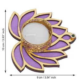 ecraftindia Golden and Purple Beautiful Lotus (Set of 2) Tea Light Holders image 4