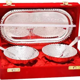 arsalan Silver bowl tray Chip & Dip Tray Serving Set-picture-35