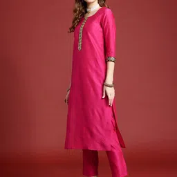 anouk Women Polyester Kurta Pant Set image 4