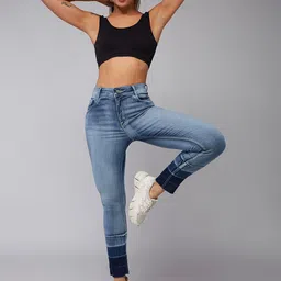 DOLCE CRUDO Urban Gradient Women Blue Skinny Fit High-Rise Light Fade Stretchable Jeans-picture-30