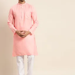 Anug by SOJANYA Men Pink Kurta with Churidar image 5