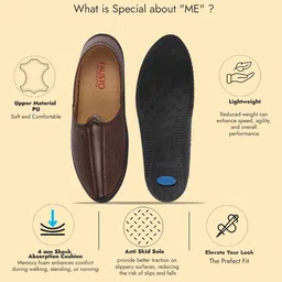 fausto Perforated Ethnic Round Toe Jutti for Wedding|Flexible Rubber Sole|Pathani Kurta Mojaris For Men image 4
