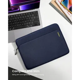 tomtoc Light A18 Recycled Fabric Laptop Sleeve for 14 Inch Laptop (Water Resistant, Dark Blue) image 5