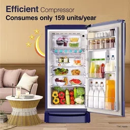 godrej 183 L Direct Cool Single Door 3 Star Refrigeratorwith Jumbo Vegetable Tray and Toughened Glass Shelves image 3