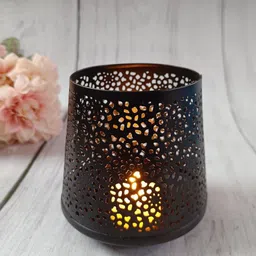 pallvi creations Handicrafts Metal Iron Candle Holder (Pack Of1)/Festive Light Holder-Black Black Metal Hanging Lantern-picture-24