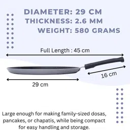 zen Heavy Gauge Aluminium Dosa Tawa | Non-Stick Coating | Even Heat Distribution Tawa 29 cm diameter image 3