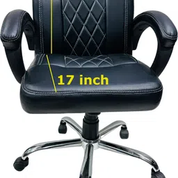 goyal steel & furniture industries Contemporary durable revolving Chair for Home Office with Cushion seat back Leatherette Office Arm Chair image 4