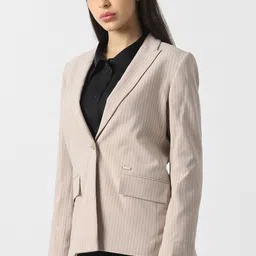 van heusen Women Striped Single Breasted Formal Blazer image 4