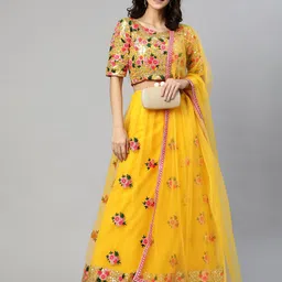 Divine International Trading Co Embroidered Semi-Stitched Lehenga Choli With Dupatta image 5