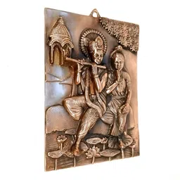 apka mart Bronze Radha Krishna Textured Metal Wall Hanging Decor image 3