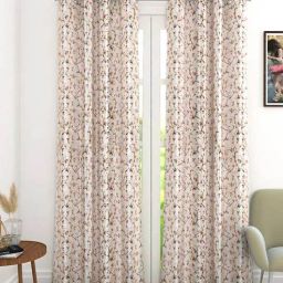 the conversion Beige Floral Polyester 7 Ft Light Filtering Eyelet Door Curtain-picture-22