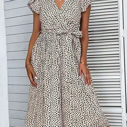 StyleCast Animal Printed Tie-Ups Fit & Flare Dress image 4
