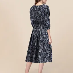 KERI PERRY Floral Printed V-Neck Three-Quarter Sleeves Fit & Flare Midi Dress image 4