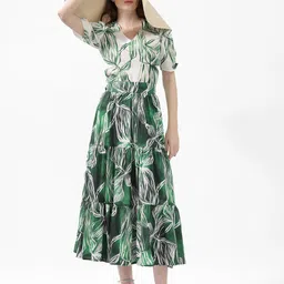 RAREISM Floral Printed Flared Midi Skirt-image-10