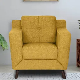 casacraft from pepperfry Amanda Fabric 1 Seater Sofa In Camel Yellow Colour image 1