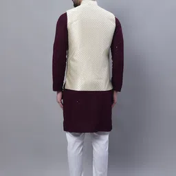 SOJANYA Men Ethnic Motifs Embroidered Pure Cotton Kurta With Churidar & Nehru Kurta image 4