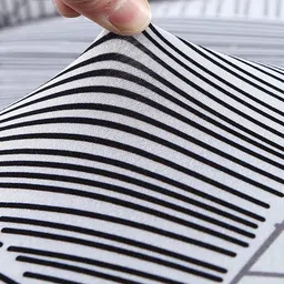 HOUSE OF QUIRK White & Black 6 Pcs Geometric Printed Stretchable Removable Chair Covers image 2