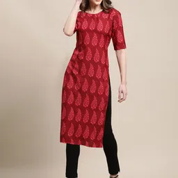 7Threads Women Multicoloured Ethnic Motifs Printed Block Print Crepe Kurta image 4