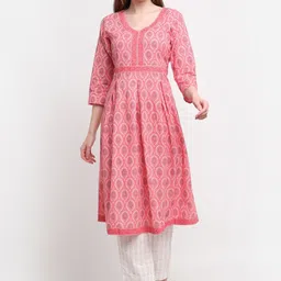 KALINI Women Ethnic Motifs Printed Pleated Pure Cotton Kurta With Palazzos & Dupatta image 4