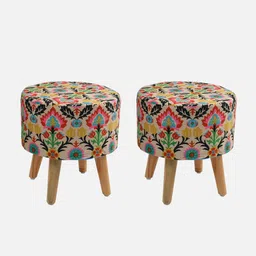 riance creations Leaf Print Seating Stool In Multi Color image 3