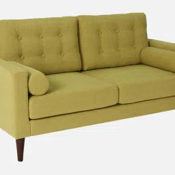 casacraft from pepperfry Alaine Fabric 2 Seater Sofa In Olive Green Colour image 4