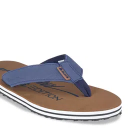 Duke Men Tan & Blue Printed Thong Flip-Flops image 5