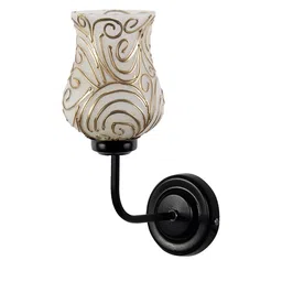 Devansh Beige & Yellow Mosaic Glass Shade Wall Mounted Lamp with Iron Base image 3