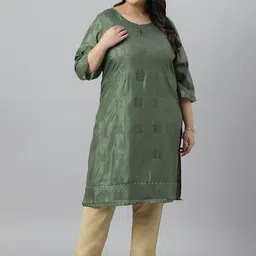 W Women Plus Size Geometric Printed Keyhole Neck Flared Sleeves Kurta image 5