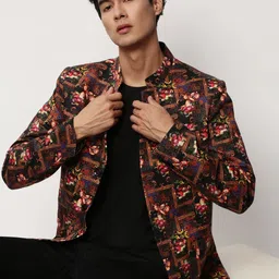 Showoff Floral Printed Bandhgala Blazer-image-46