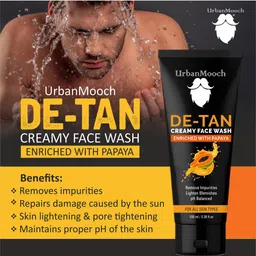 UrbanMooch Men De-Tan Skincare Combo - Face Wash 100ml - Face Scrub 100g - Face Pack 100ml image 5