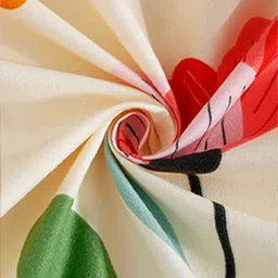 FABINALIV Cream-Coloured & White Floral 300 TC Fitted King Bedsheet with 2 Pillow Covers image 3