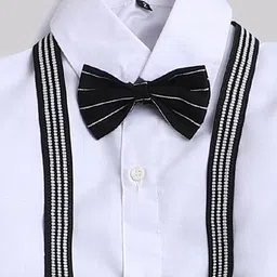 Jeetethnics Boys Black & White Shirt & Trouser With Suspenders image 2