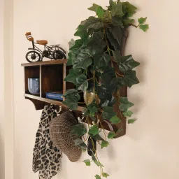 symplify Ambrosia Wooden Wall Shelf Organiser With Key Holders image 3