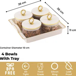 sunlife - Iconic-4 Multipurpose Set - 4 Bowls With Tray - With Silicon Ring - Gifting Bowl, Tray Serving Set image 2