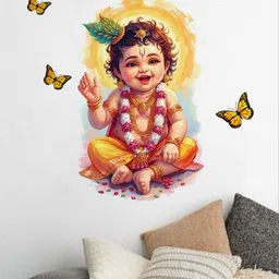 16 inch Premium Baby Krishna with Butterflies Wall Sticker Size – 16.5 x 19 Inch Self Adhesive Sticker-image-34